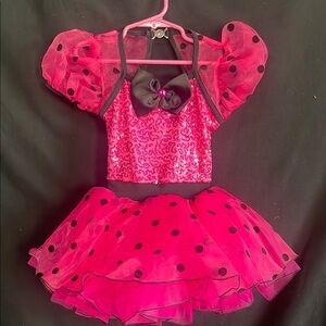 NWT Wish Pink and Black Dance Costume with Ruffled Sleeves